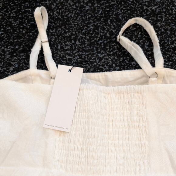 Socialite Women's Jacquard Midi Sundress Adjustable Strap White Size S - Picture 12 of 12